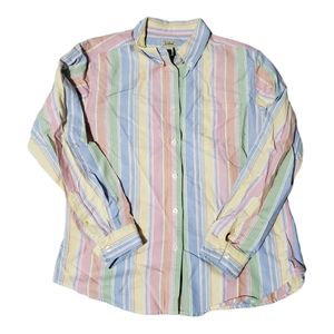 Vintage L.L. Bean Women's Stripped Long Sleeve Button Down Top